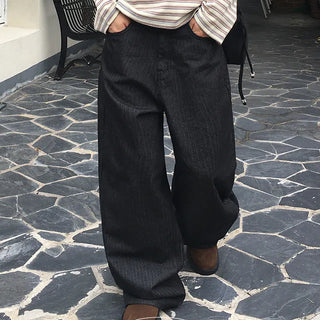 Herringbone striped wide pants