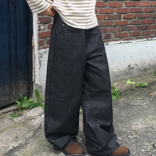 Herringbone striped wide pants