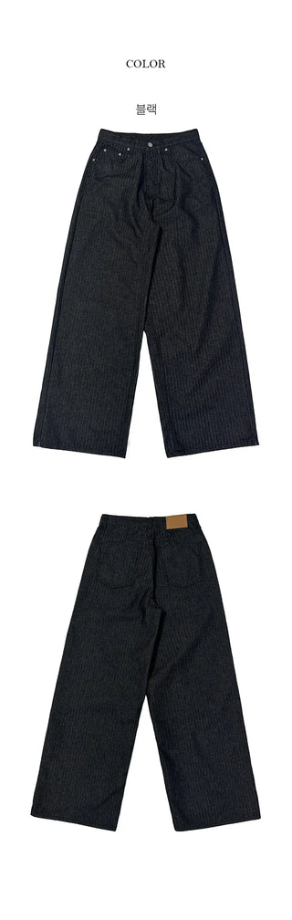 Herringbone striped wide pants