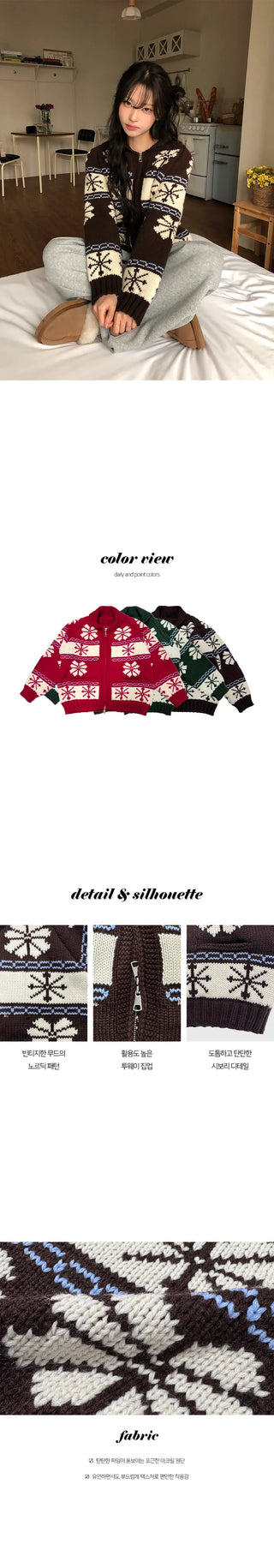 Winter Nordic Cowichan Collar Knit Zip up