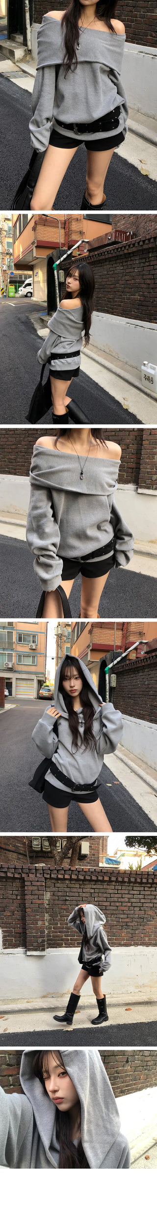 Tron Two Way Hooded Off Shoulder Man to Man