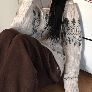 Tweety Cable Nordic High Neck Cardigan