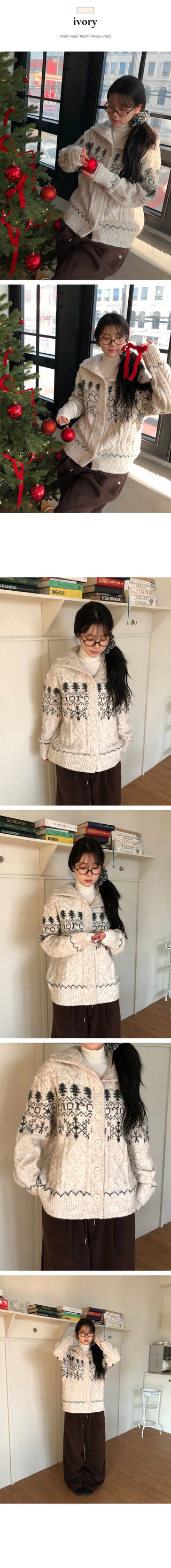 Tweety Cable Nordic High Neck Cardigan