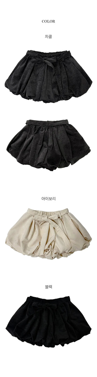 Popu Velvet Banding Pumpkin Balloon Short Skirt
