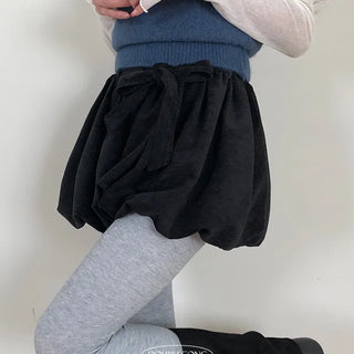 Popu Velvet Banding Pumpkin Balloon Short Skirt
