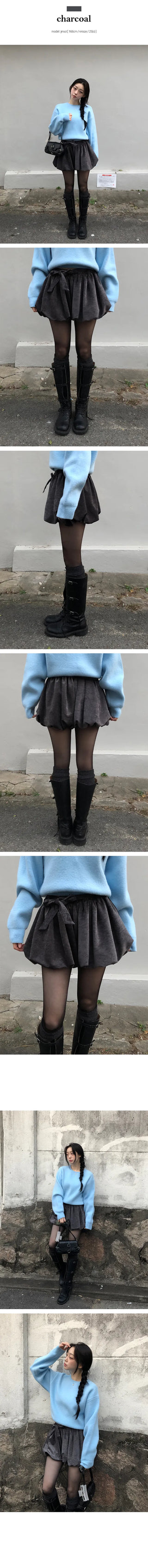 Popu Velvet Banding Pumpkin Balloon Short Skirt