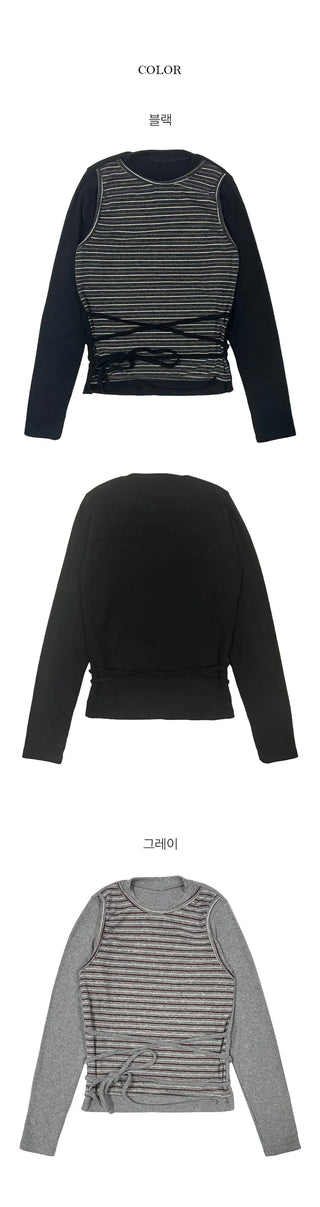 Haute Peach Fleece Strap Single breasted Warmer T shirt