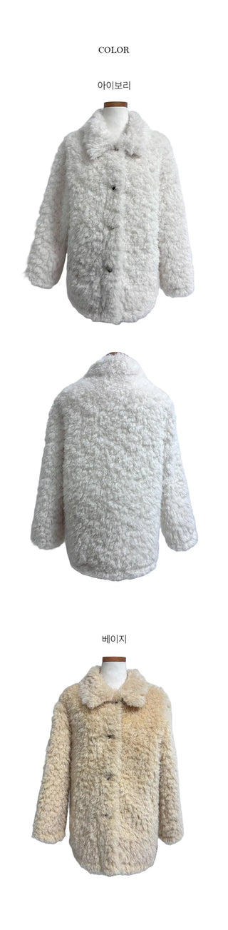 Kumo Winter Collar Fur Midi Half Jacket