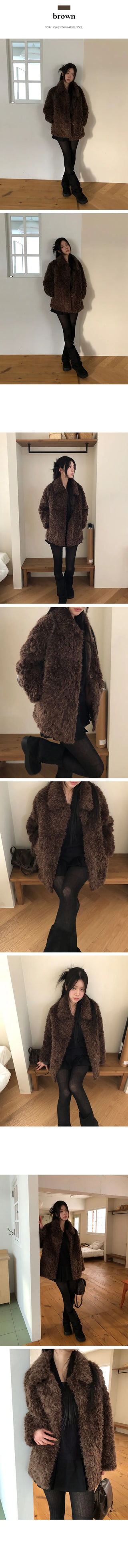 Kuma Single Button Collar Winter Teddy Fur Half Coat