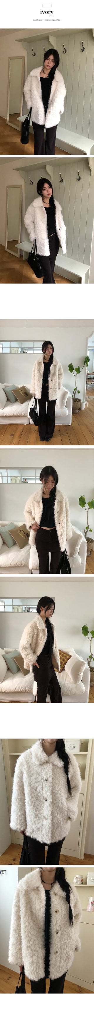 Kuma Single Button Collar Winter Teddy Fur Half Coat