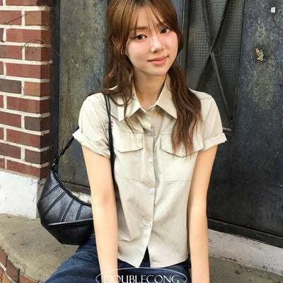 Pocket Tie Short Sleeve Shirt