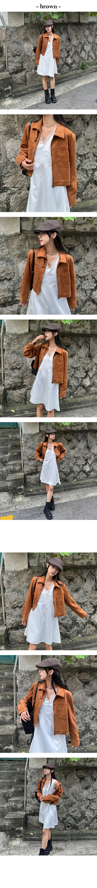 Lonely Suede High Neck Zip Up Jacket
