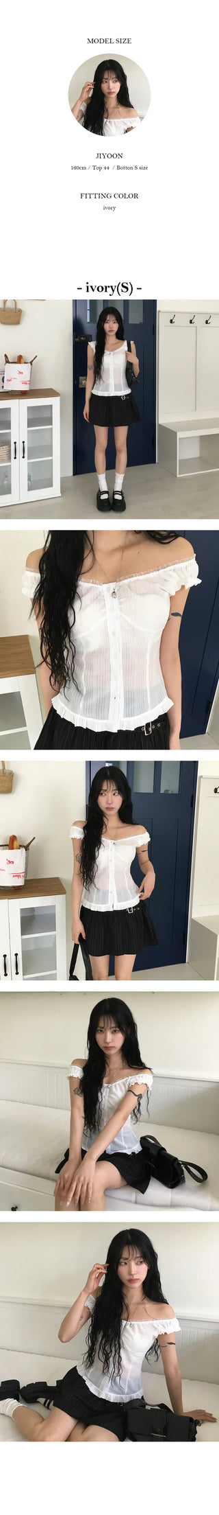 Rose Frill Off Shoulder Nashi Blouse