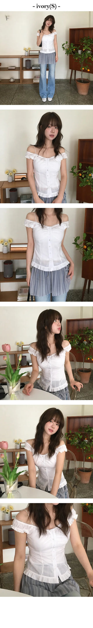 Rose Frill Off Shoulder Nashi Blouse