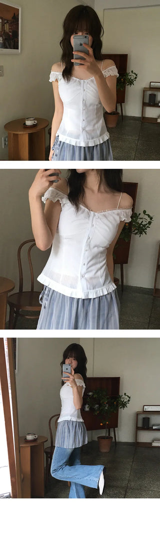 Rose Frill Off Shoulder Nashi Blouse