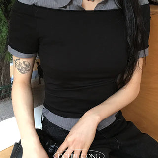 Plain Off Shoulder Boat Neck Tee