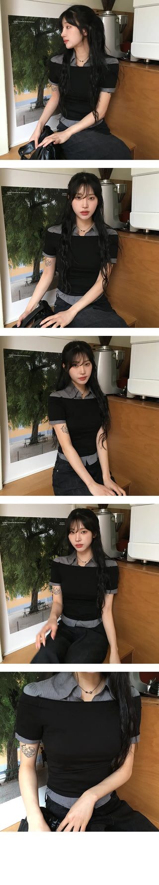 Plain Off Shoulder Boat Neck Tee
