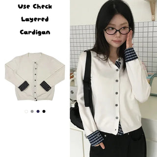 Use Check Layered Cardigan