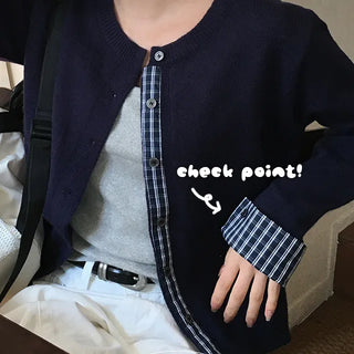 Use Check Layered Cardigan