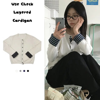 Use Check Layered Cardigan