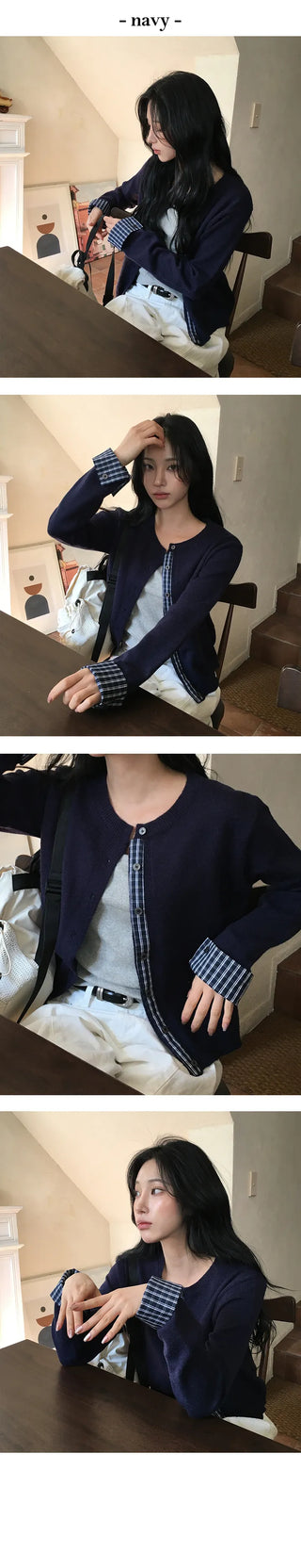 Use Check Layered Cardigan