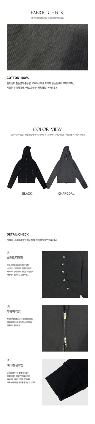 His Stud Line Hooded Zip Up