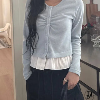 Clé Hem Frill V Button Cardigan