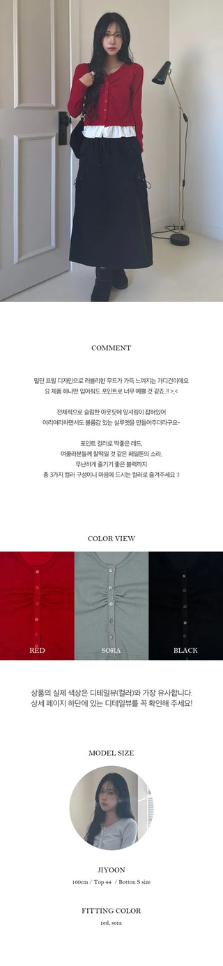 Clé Hem Frill V Button Cardigan