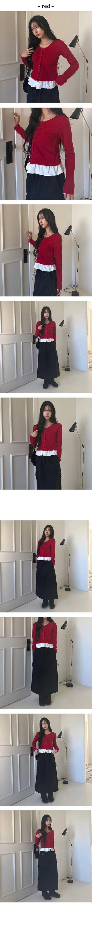 Clé Hem Frill V Button Cardigan