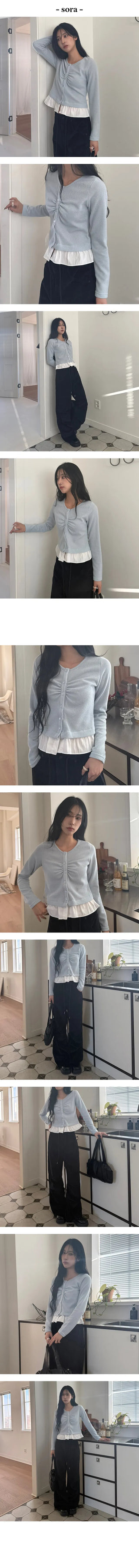 Clé Hem Frill V Button Cardigan