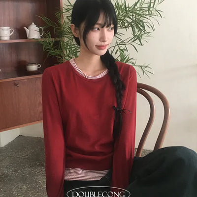 Coco Dangara Color Block Layered Long Sleeve T shirt
