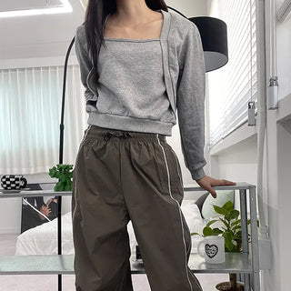 Crop raw fabric bolero