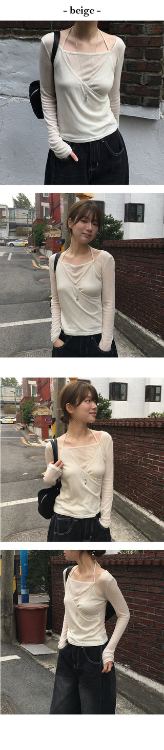 Halter Neck Strap See Through Top