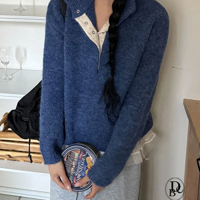 Lar Buckle Rope Color Block Knit