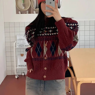 Merry Nordic Argyle Cardigan