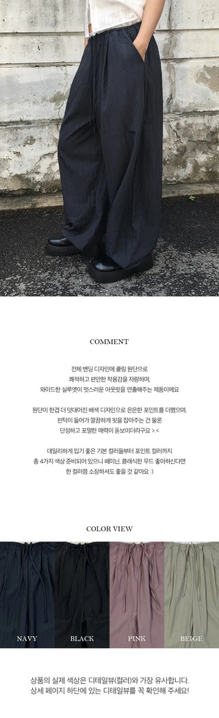 Color block banding nylon slacks