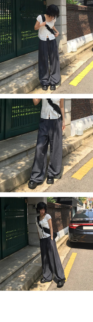 Color block banding nylon slacks