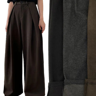 Inner fleece Unique tuck wide slacks