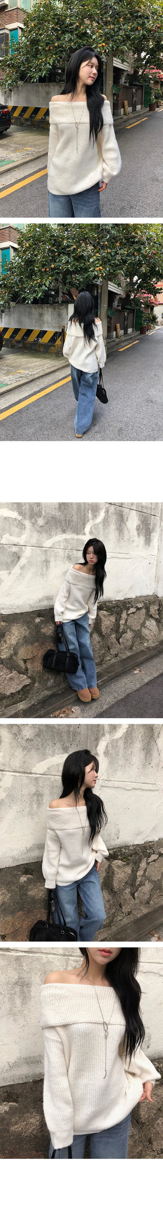 Ravi Off Shoulder Long Loose Knit