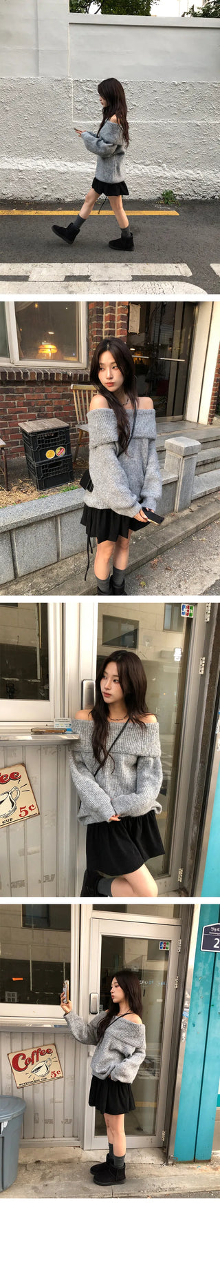 Ravi Off Shoulder Long Loose Knit