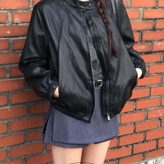 Butter no collar cut leather jacket