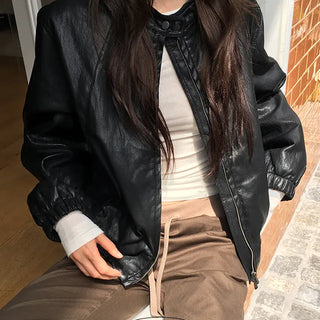 Butter no collar cut leather jacket