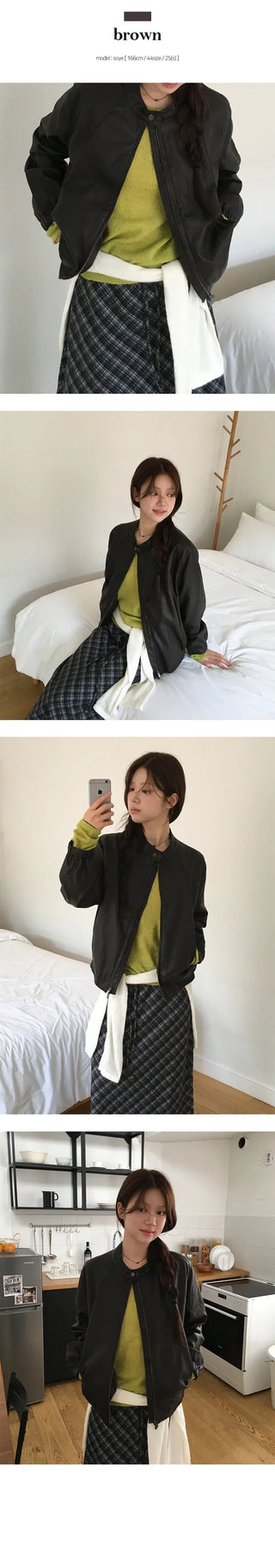 Butter no collar cut leather jacket