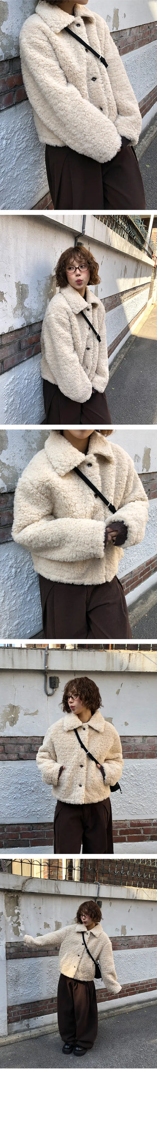 Mary Button Fur Collar Jacket