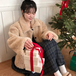 Mary Button Fur Collar Jacket