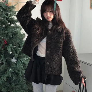 Mary Button Fur Collar Jacket