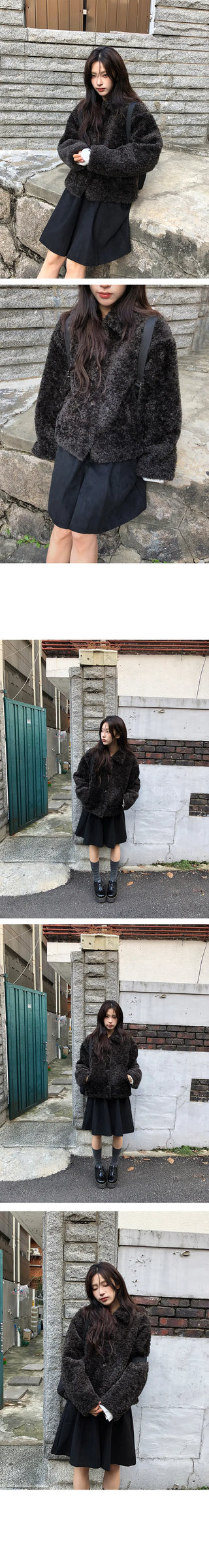 Mary Button Fur Collar Jacket