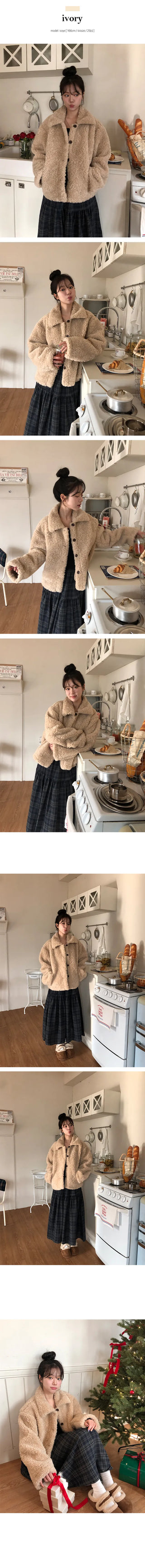 Mary Button Fur Collar Jacket