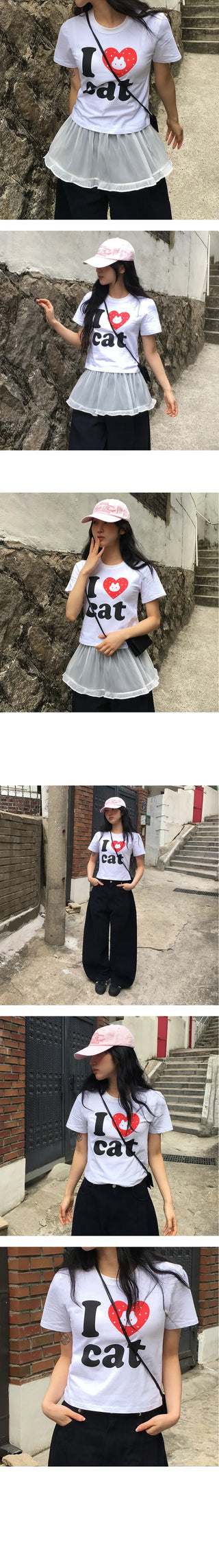 Love Cats crop short sleeve