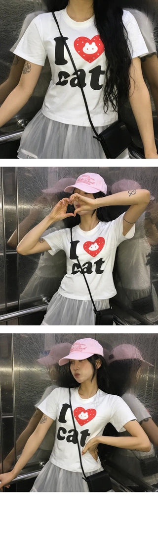 Love Cats crop short sleeve